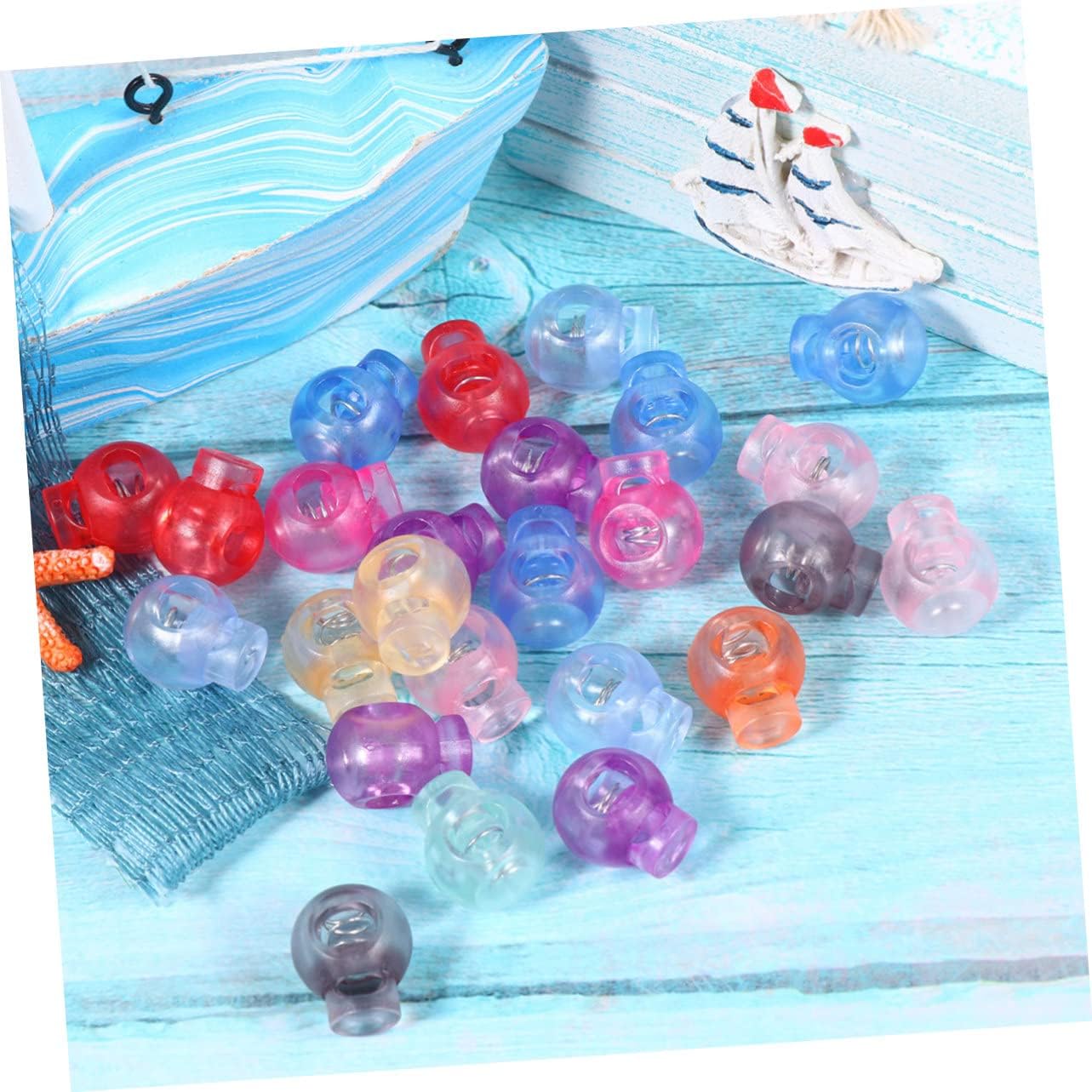LIFKOME 1set Adjustable Round Plastic Toggle Cord Locks of Transparent Single Hole Stoppers for Drawstrings and Bags