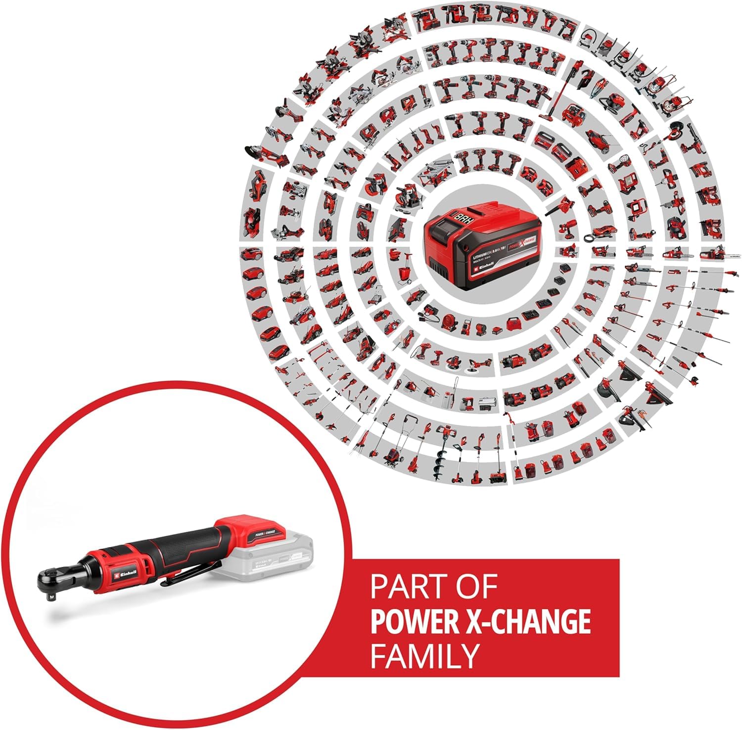 Einhell Akku-Ratschenschrauber TE-RW 18/60 Li-Solo Power X-Change (18 V, 60 Nm, 3/8"-Werkzeugaufnahme, Rechts-/Linkslauf, LED-Licht, inkl. 1/2"-Adapter, ohne Akku)