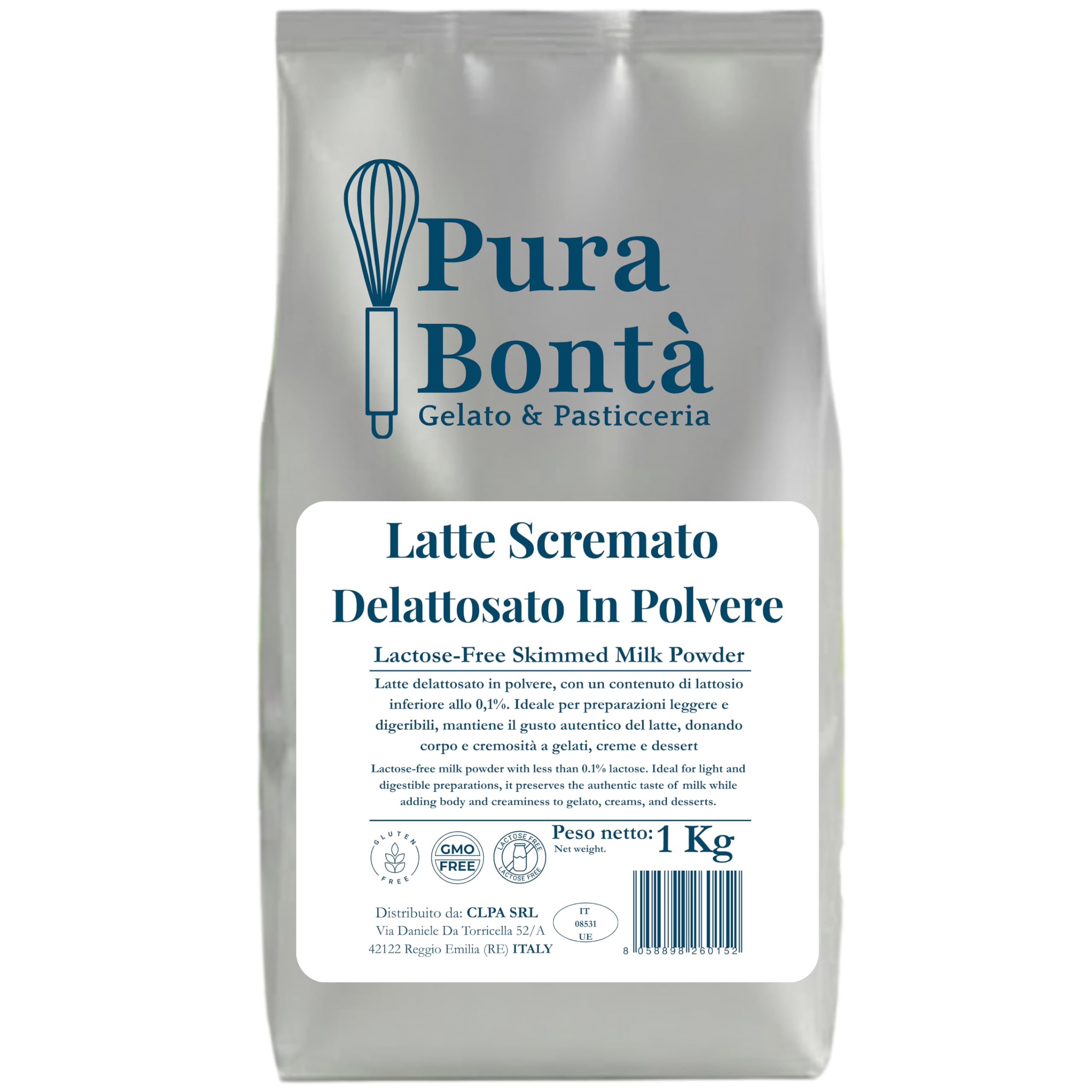 PURA BONTÀ Latte in Polvere Senza Lattosio 1kg | Scremato e Proteico | Ideale per Gelato Light, Dolci e Frullati | Confezionato in Italia