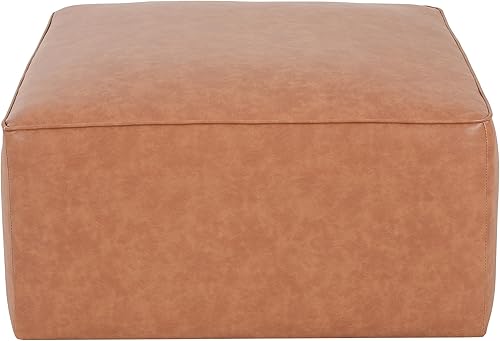 Miniatura 8 de Christopher Knight Home Ellis - Reposapiés otomano de piel sintética, puf cuadrado reposapiés, asiento grande otomano, mesa auxiliar moderna para