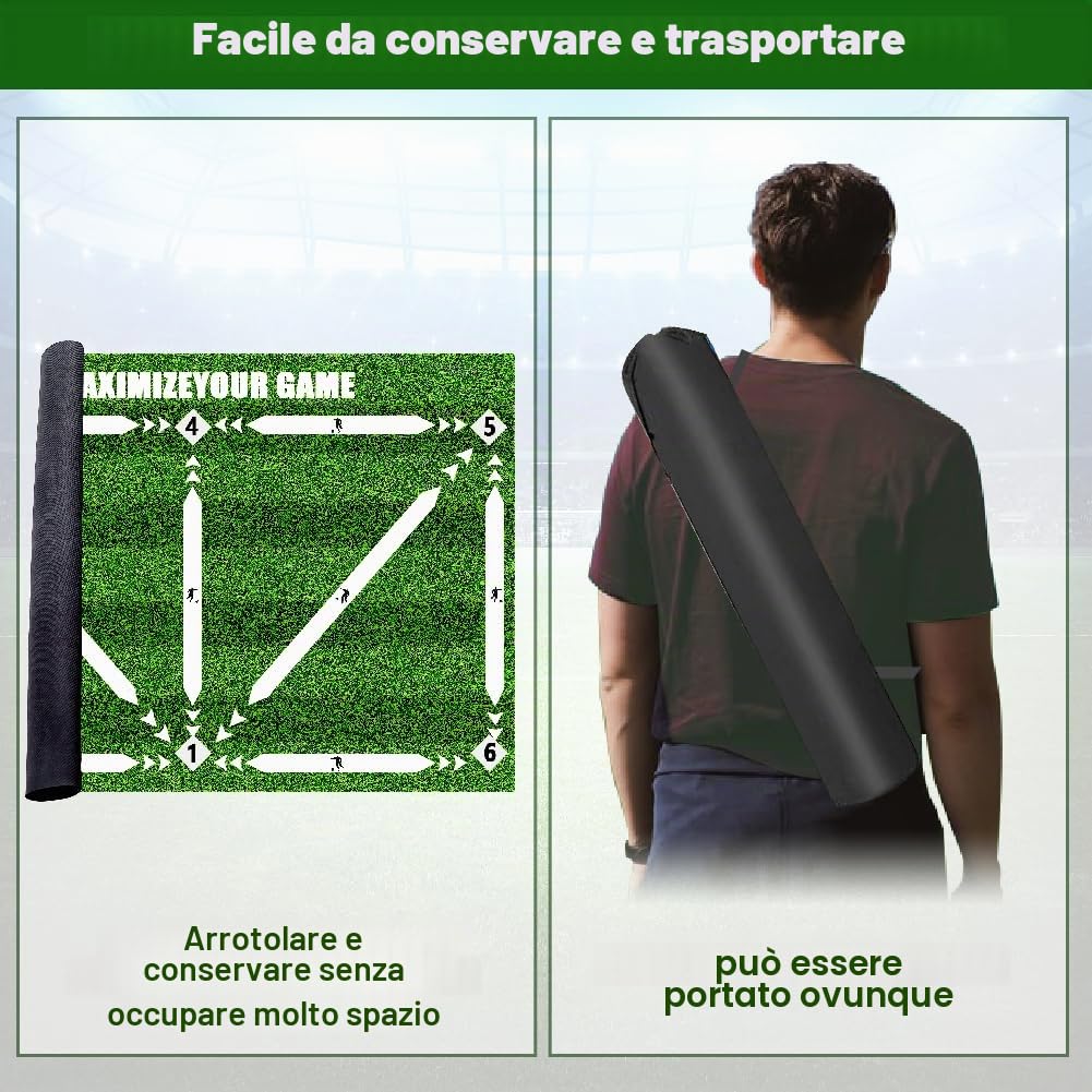 Tappetino da Calcio 60 x 90 cm, Tappetino per Esercizi di Passo, Allenamento di Controllo della Palla, Tappetino Antiscivolo, Regalo per Bambini e Amanti del Calcio
