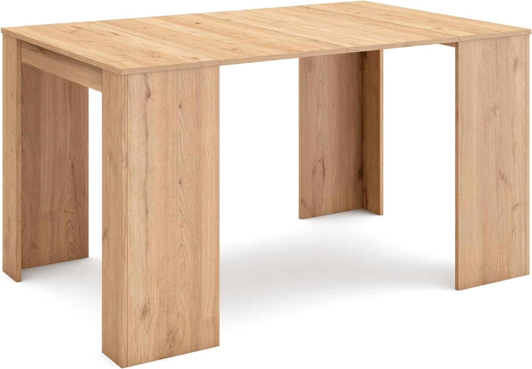 Modern Style Oak Extendable Console Folding Dining Table for 6 Diners