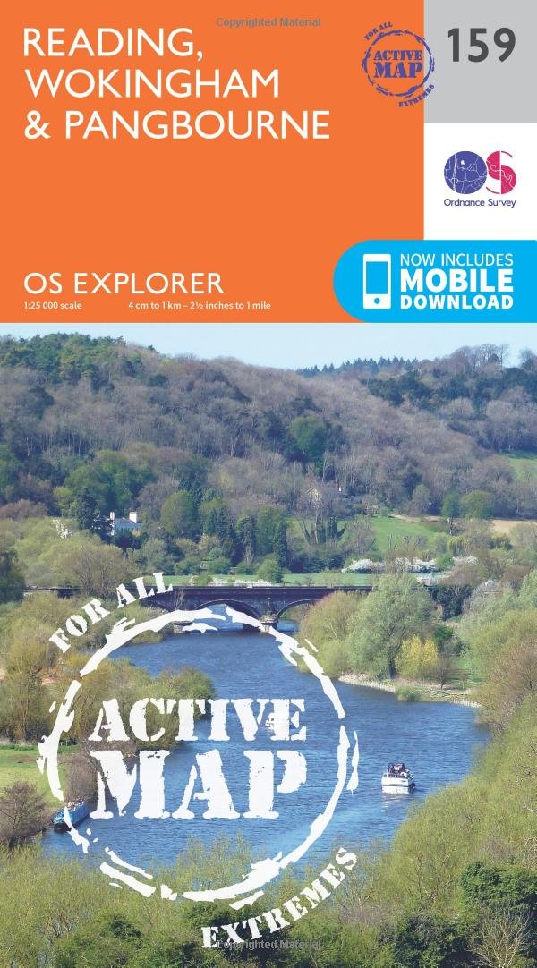 Ordnance Survey Unisex Orange Explorer Active 159 Reading, Wokingshire & Pangbourne Map With Digital Version