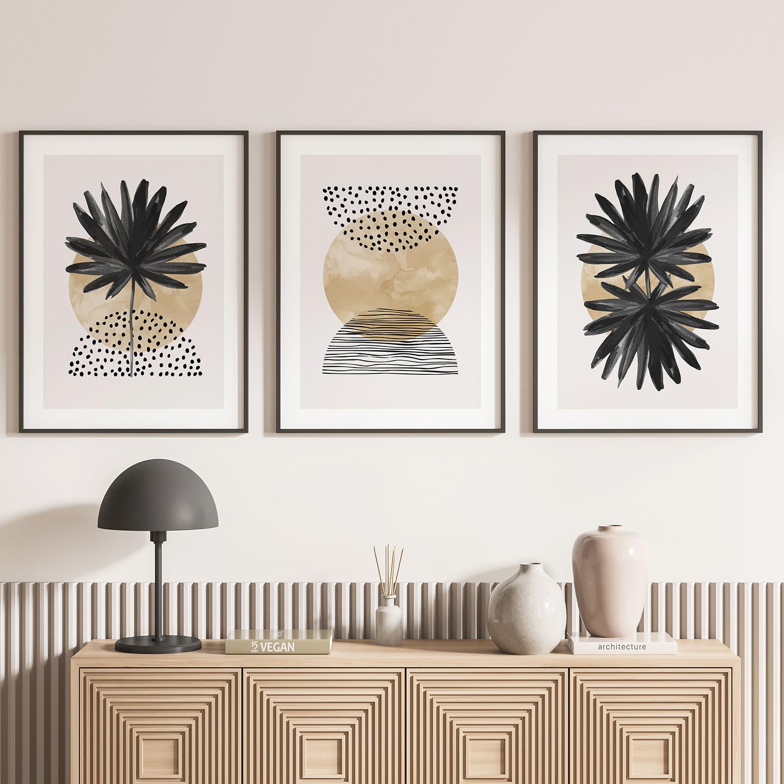 Lumalea - Zestaw 3 plakatów/plakatów z motywem boho - czarno-białe obramowanie - 3 plakaty - 50 x 70 cm