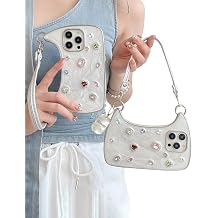 Creative Phone Case with Top Handle for iPhone, 3D Cute Luxury Bling Diamond Phones Cases, Ethereal Gemstone Aura Handbag Phone Cases for iPhone 17/16/15/14/13/12 Pro Maxfor iPhone 17