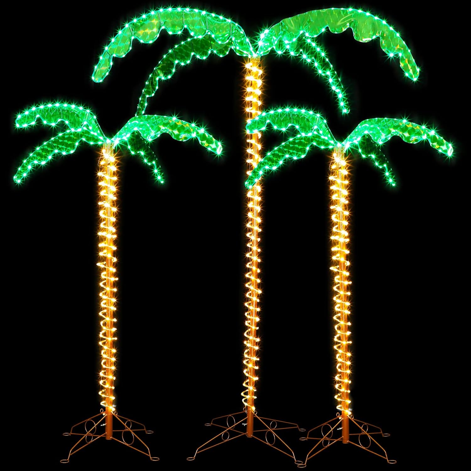 Fabbay 3 Pcs LED Lighted up Palm Tree for Outside Patio 2