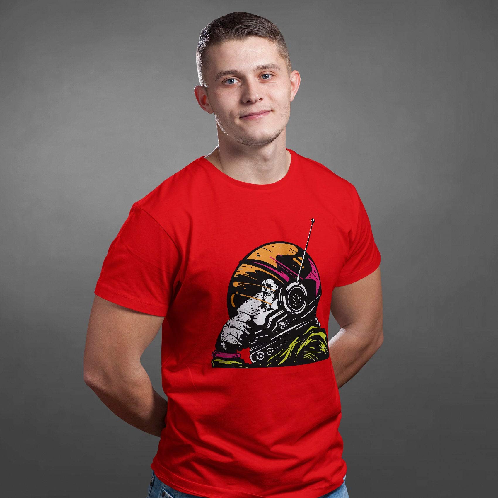 Playera de astronauta de Banksy, con diseño de mono divertido, camiseta para hombre, diseño cósmico del espacial, regalo Gris gris L