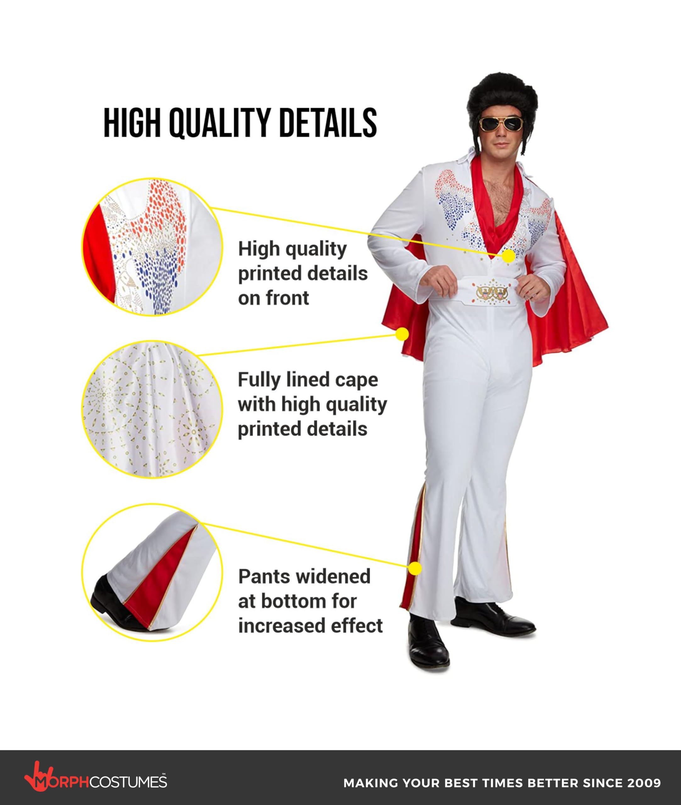 Morph Disfraz Rock Hombre, Con Peluca Rock, Disfraz De Rockero Hombre, Disfraces De Halloween Adulto