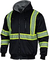 Vista 1 de VENDACE Chaqueta de sudadera reflectante de seguridad ANSI Clase 3 de alta visibilidad para hombre con cremallera de forro polar de lana con parte