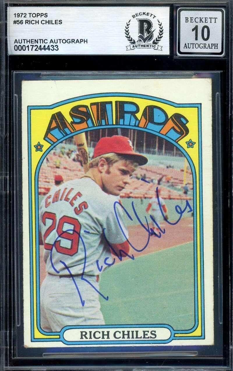 Rich Chiles Gem Mint 10 Beckett BAS Signed 1972 Topps Autograph - Baseball Slabbed Autographed Cards