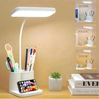 Rechargeable Desk Lamp, 3 Color Temperatures，Small Wireless Table Lamp with Eye-Caring Light, USB Charging for Home Office & Study