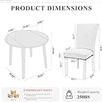 Vista 2 de COLAMY Juego de comedor extensible de 5 piezas para 4, mesa redonda de madera de 36 pulgadas con 4 sillas de comedor con cabeza de clavo, marrón