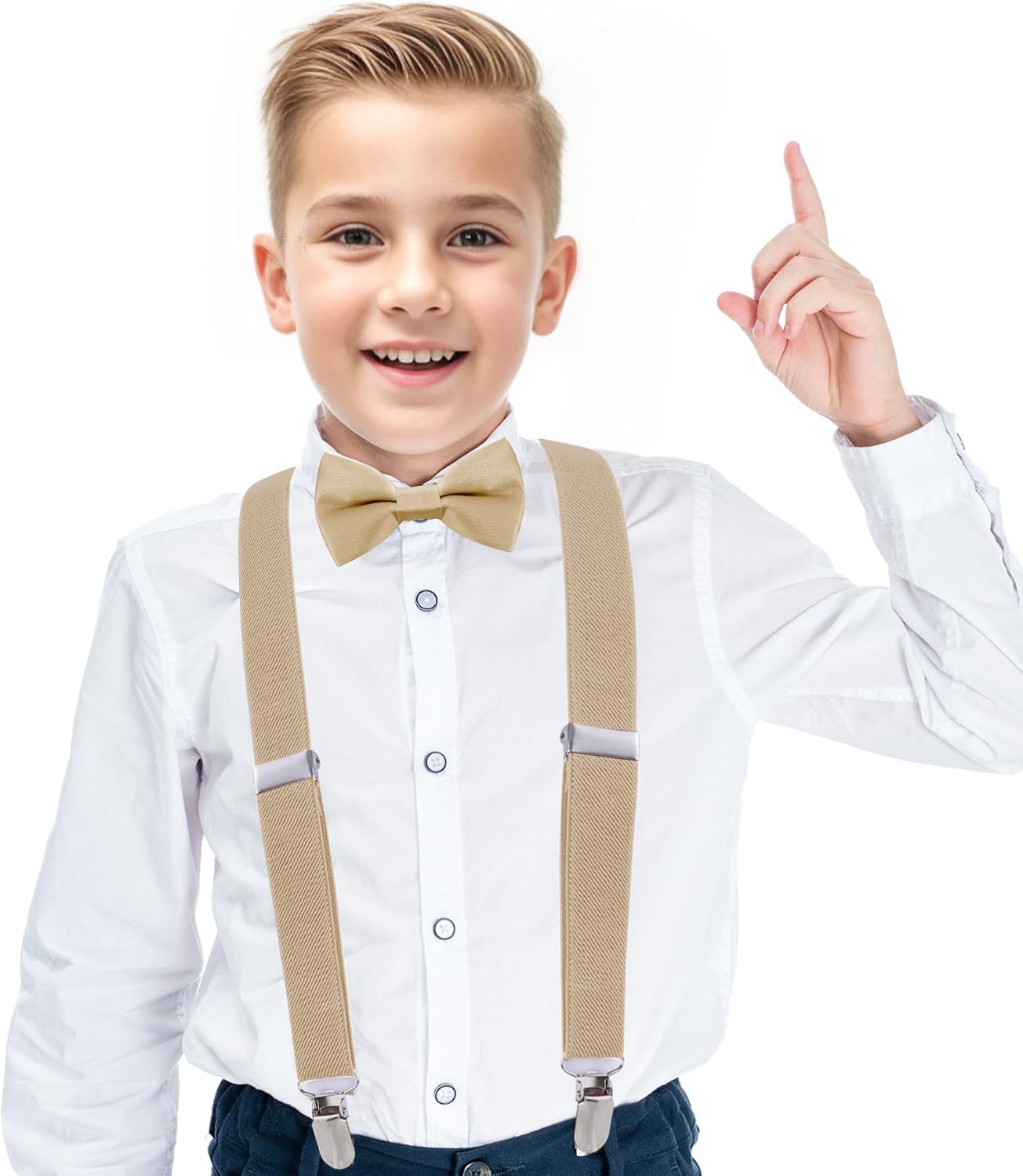 Kids Suspenders Bow Tie Sets Classic Solid Color Toddler Suspenders for Kids Wedding Party - Image 7