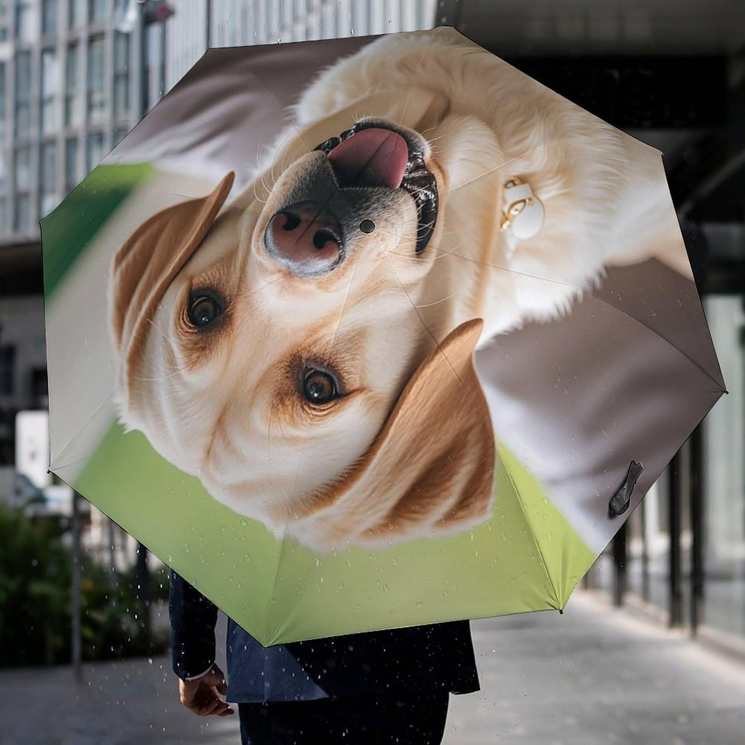Cute Labrador Dog Golf Umbrellas-2 Fold Automatic,Windproof Umbrella with Portable,Strong,Folding Umbrella for Women Men