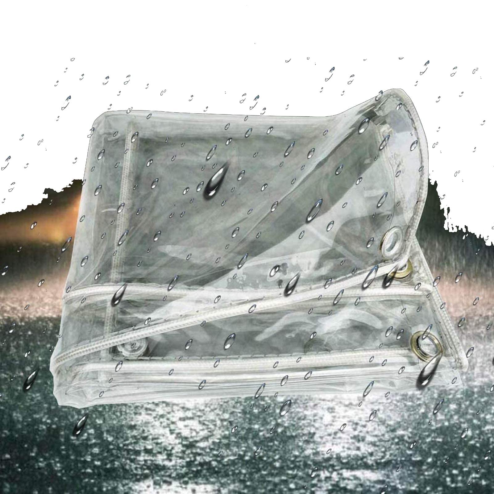 Lona transparente de PVC 365g/m² impermeable con ojales de 0.35mm de grosor