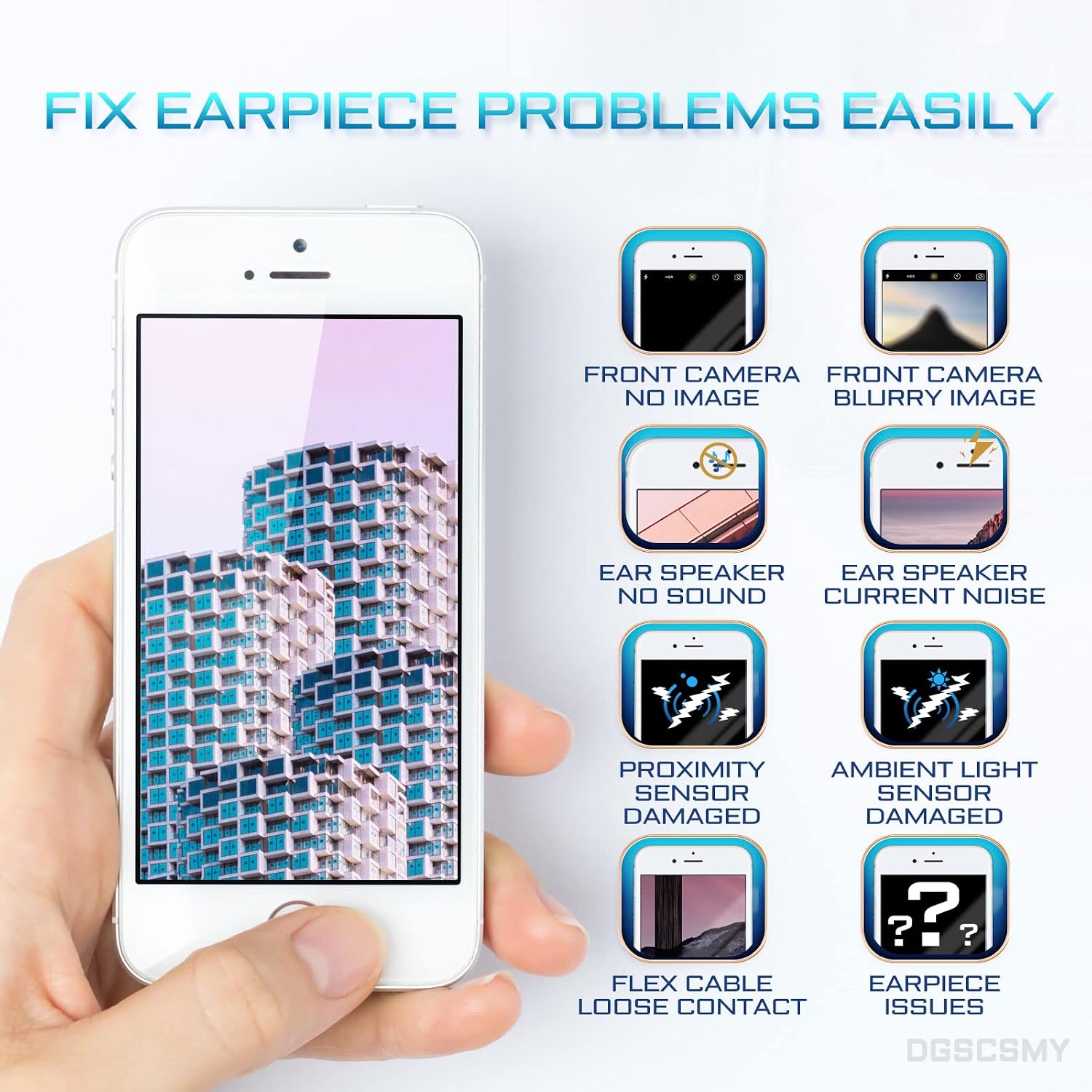 for iPhone 7 Front Camera Replacement 7MP 4.7" Repair Kit Earpiece Ear Speaker Replacement OEM Module Part with Proximity Sensor Ambient Light Sensor Flex Cable Fix Tools A1660 A1778 A1779