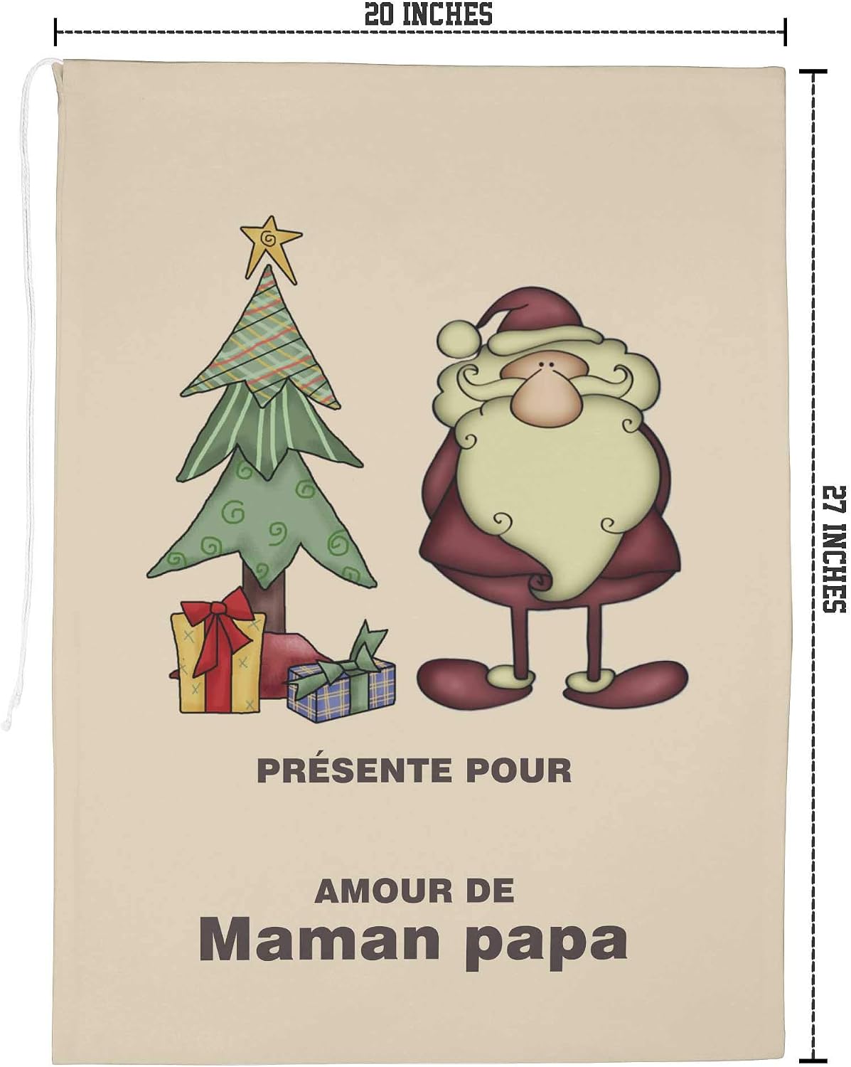 Printtoo Large Drawstring Canvas Bag Christmas Sack Bags Santa Gift Sack Custom Party Favor 2 Pcs 27x20 Inch