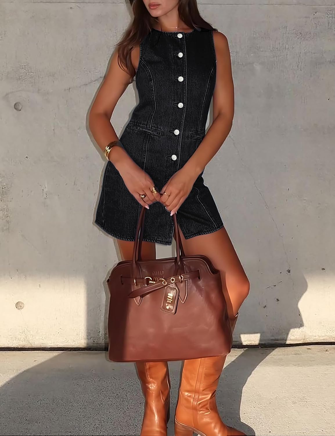 Women's Denim Dress Jean Sleeveless Button Down Shirt Mini Tank Casual Summer Dresses with Pocket 2026 Trendy Outfits - Image 4