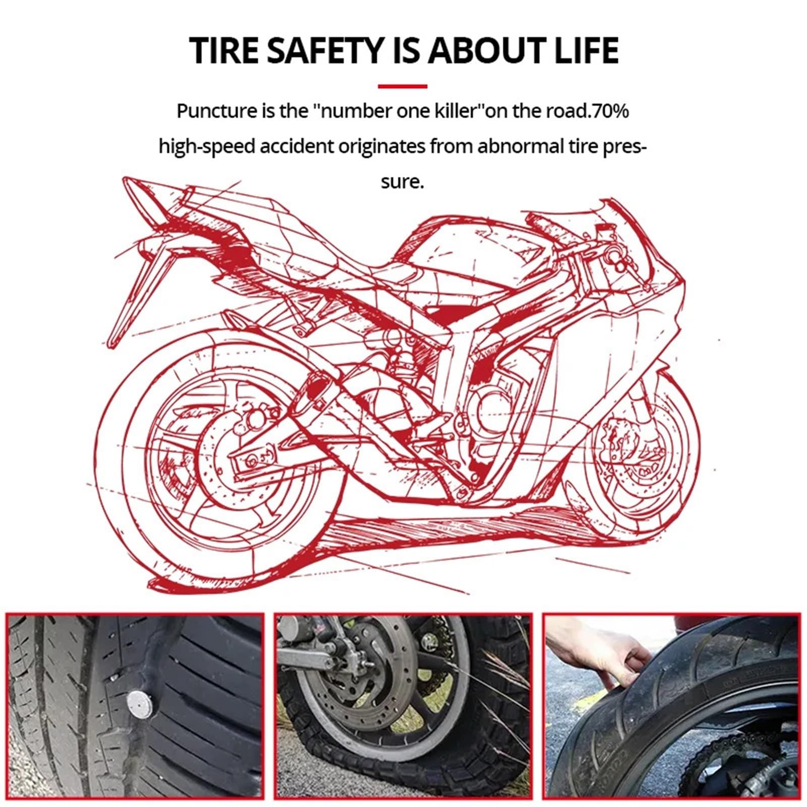 Monitor ciśnienia w oponach TPMS motocykla z wyjściem USB System monitorowania ciśnienia w oponach motocykla System alarmowy temperatury opon Cyfrowy miernik ciśnienia w oponach