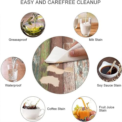 Miniatura 4 de Mantel elástico cuadrado para mesas de hasta 36 pulgadas, mantel ajustable impermeable con estampado de madera, mantel de poliéster lavable para