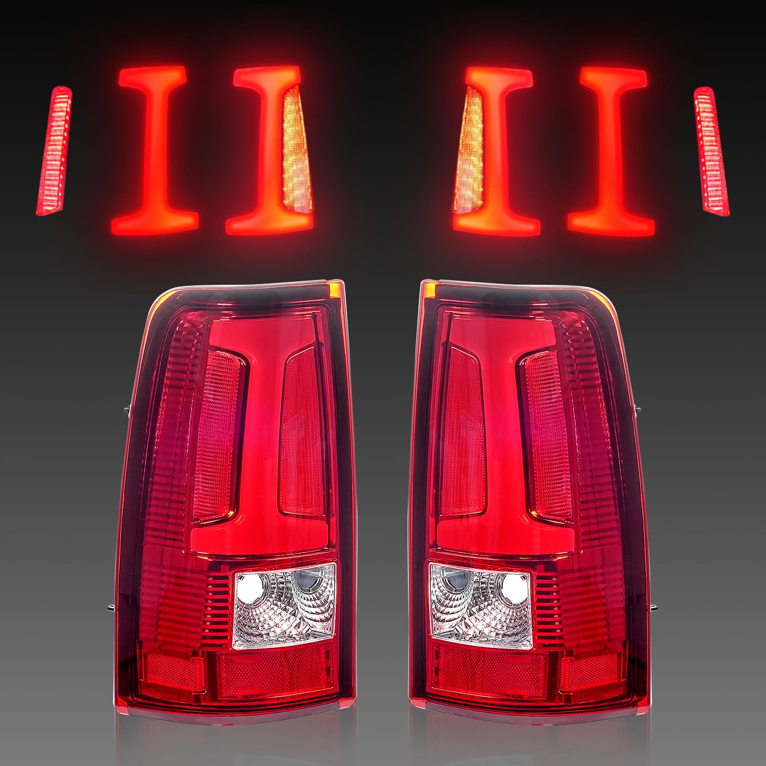 Wksaesi LED Tail Light Assembly Compatible with Chevy Silverado 1500 2500 3500 2003 2004 2005 2006, Upgrade LED Brake Rear Lamp Replacement, Left and