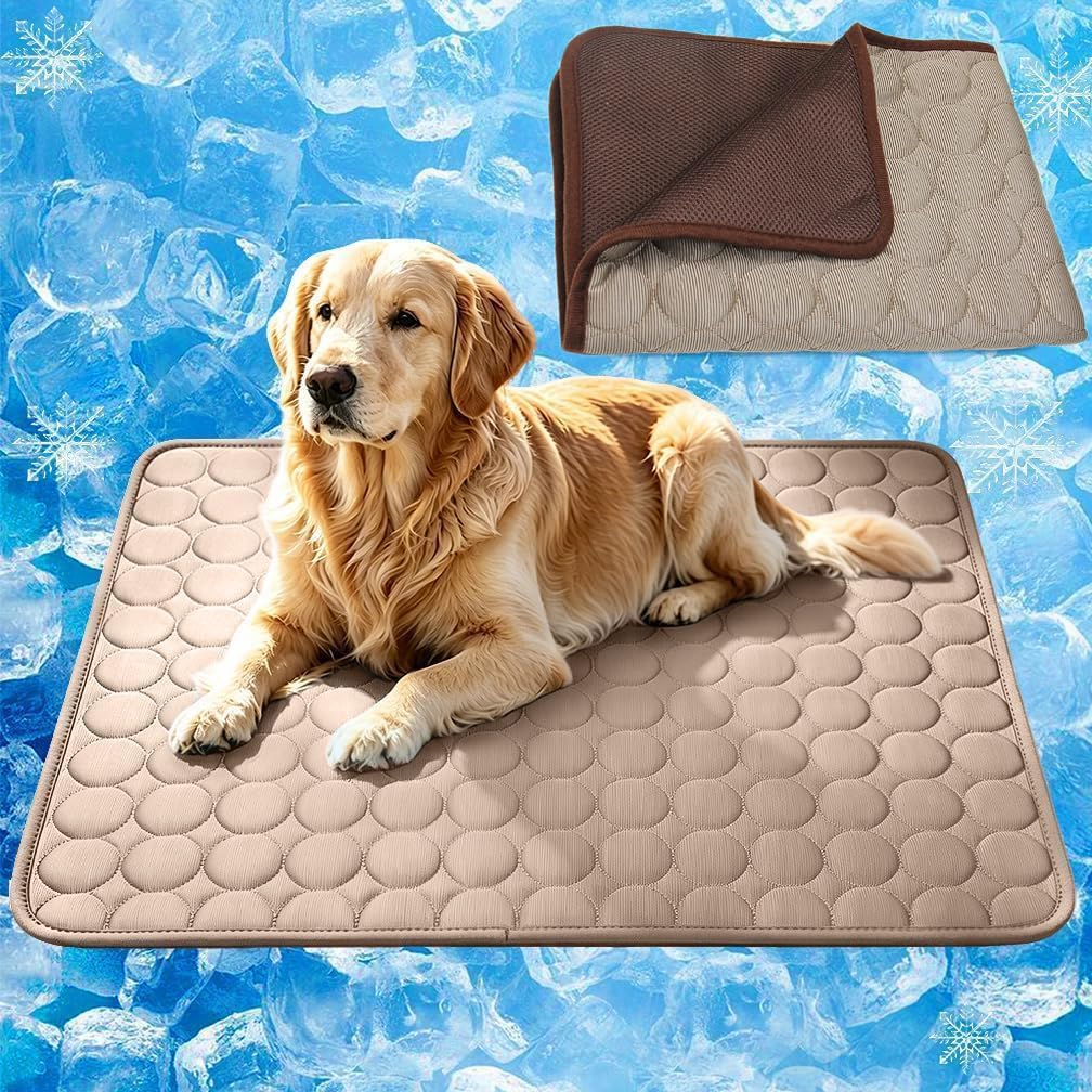 QiSino Reusable Dog Cooling Mat,Pet Cooling Mat for Indoor, Outdoor & Car Use, Self Cooling Pad for Dogs Cats in Hot Summer (Brown, S) — image 1
