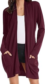 Best Women Open Front Cardigan Sweaters Pockets Long Sleeve Shrugs Review 