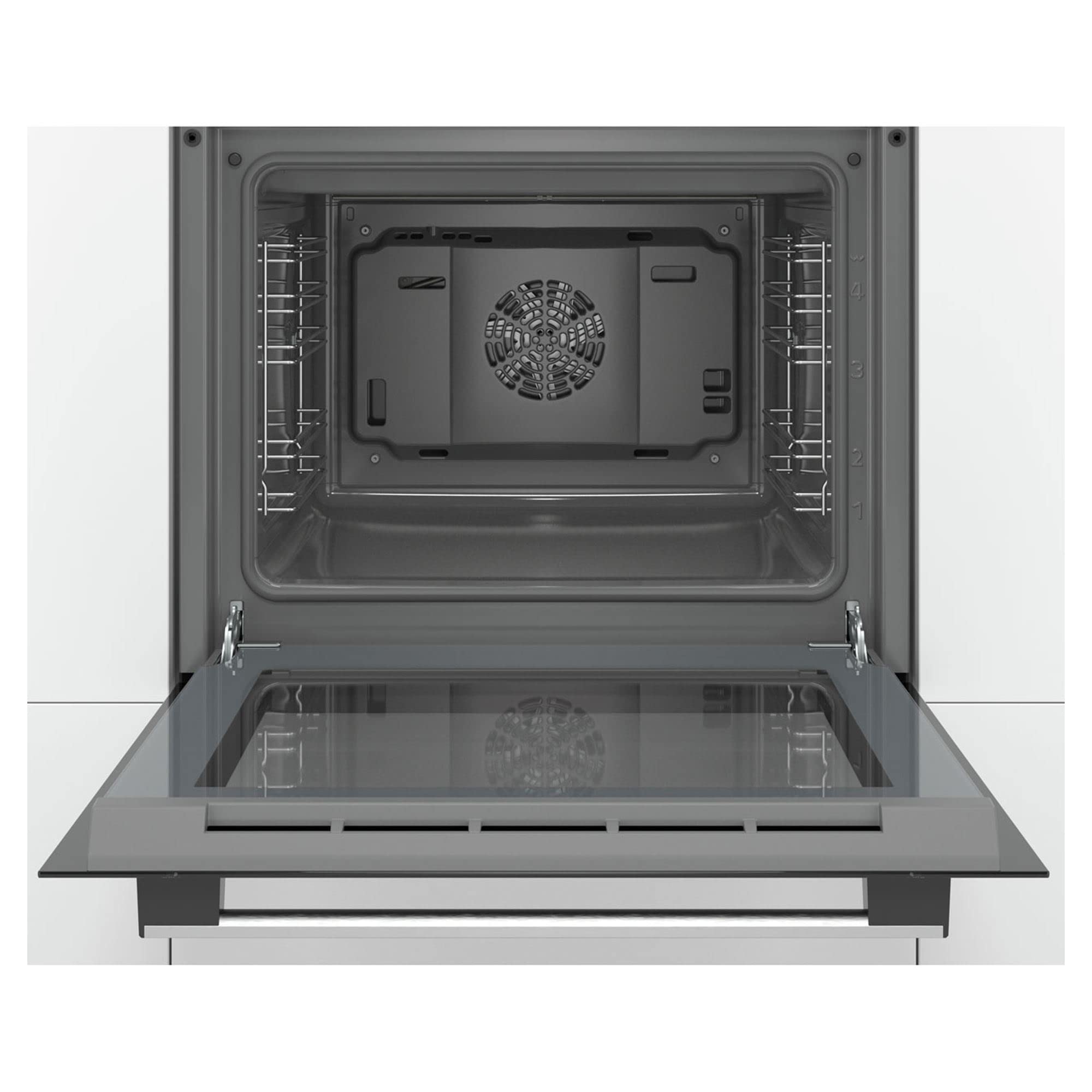 Bosch Serie 2 HHF113BR0B Stainless Steel Single Electric Oven with A Energy Efficiency, 66 Litre Capacity, Electronic Clock Timer And Enamel Interior