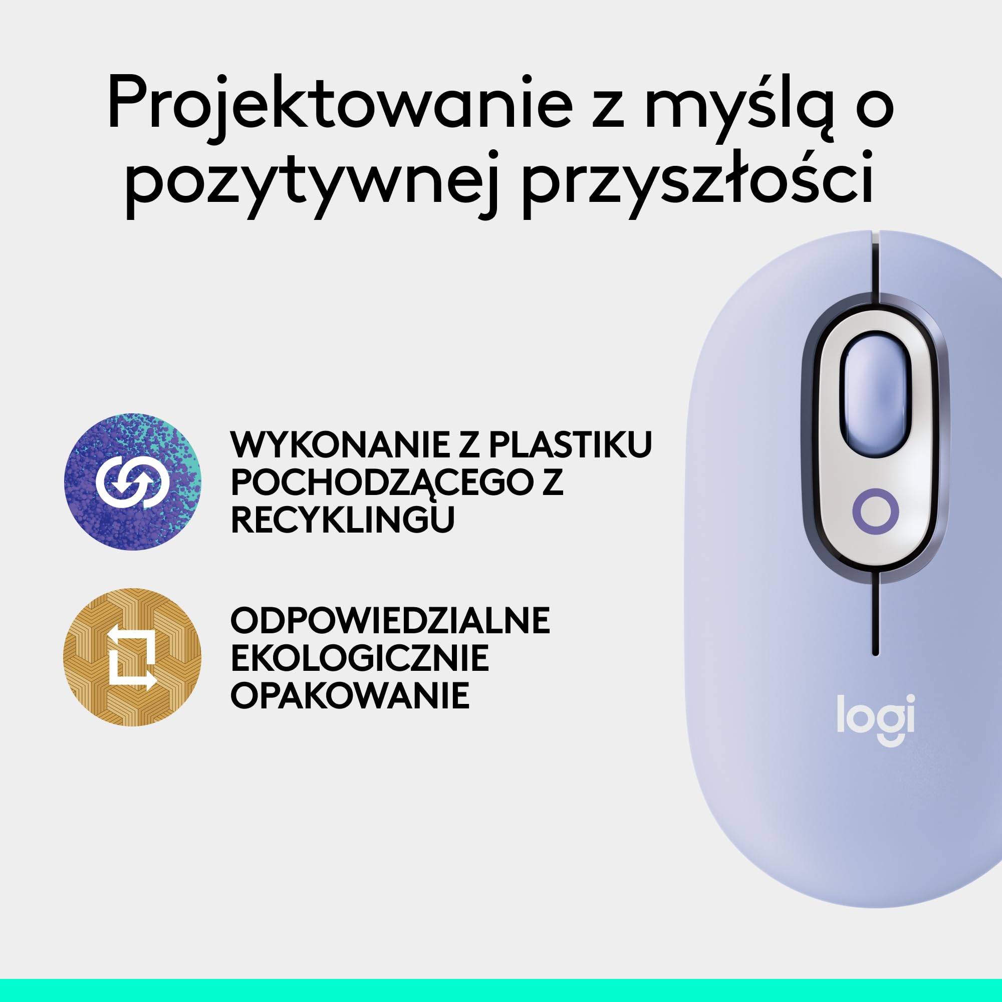 Logitech POP Mouse, przenośna bezprzewodowa mysz Bluetooth z programowalnymi przyciskami, cichymi kliknięciami, z łatwym przełączaniem Easy-Switch, laptopem, tabletem, komputerem PC — Liliowy