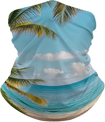 Face Cover Tropical Palm Trees Neck Gaiter Mask Protection Magic Scarf Wind Bandana Balaclava Sun Cooling Scarf Cover Head for Men Women Summer Running Fishing