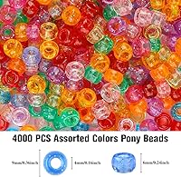 Vista 29 de Pony Bulk Beads - 1100 Pcs for Jewelry & Bracelets Making, Hair & Bracelet Beads (Dark Grey)