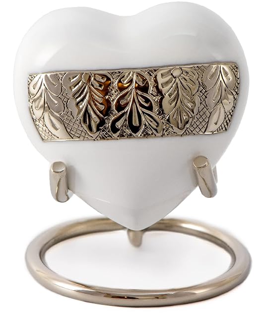 Royal Rapture Urn for Ashes Funeral Memorial Cremation Keepsake Love Urns Decorative Brass Heart with Stand…