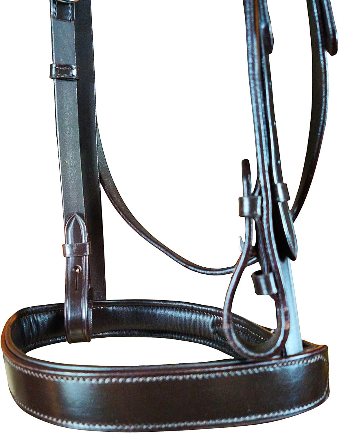 Premium Padded Hunter Bridle with Rubber Grip Continental Reins (Plain, Havana Brown, Full/Horse)