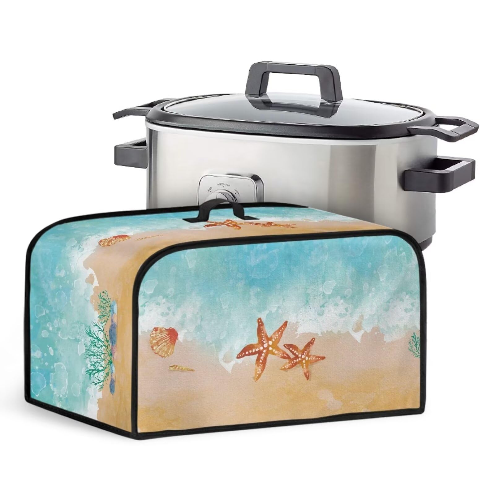 GLENLCWE Hawaiian Starfish on beach Paw Print Slow Cooker Cover Crock Pot Cover Kitchen Dust Cover with Pocket