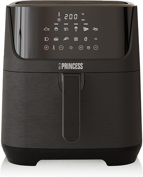 Princess Friggitrice ad Aria Digitale 6,5 L con Separatore Rimovibile, 12 Programmi, Touchscreen, Fino al 60% di Risparmio Energetico, Senza Olio, per 1,5 kg Patatine, Nera, 182061 - 1