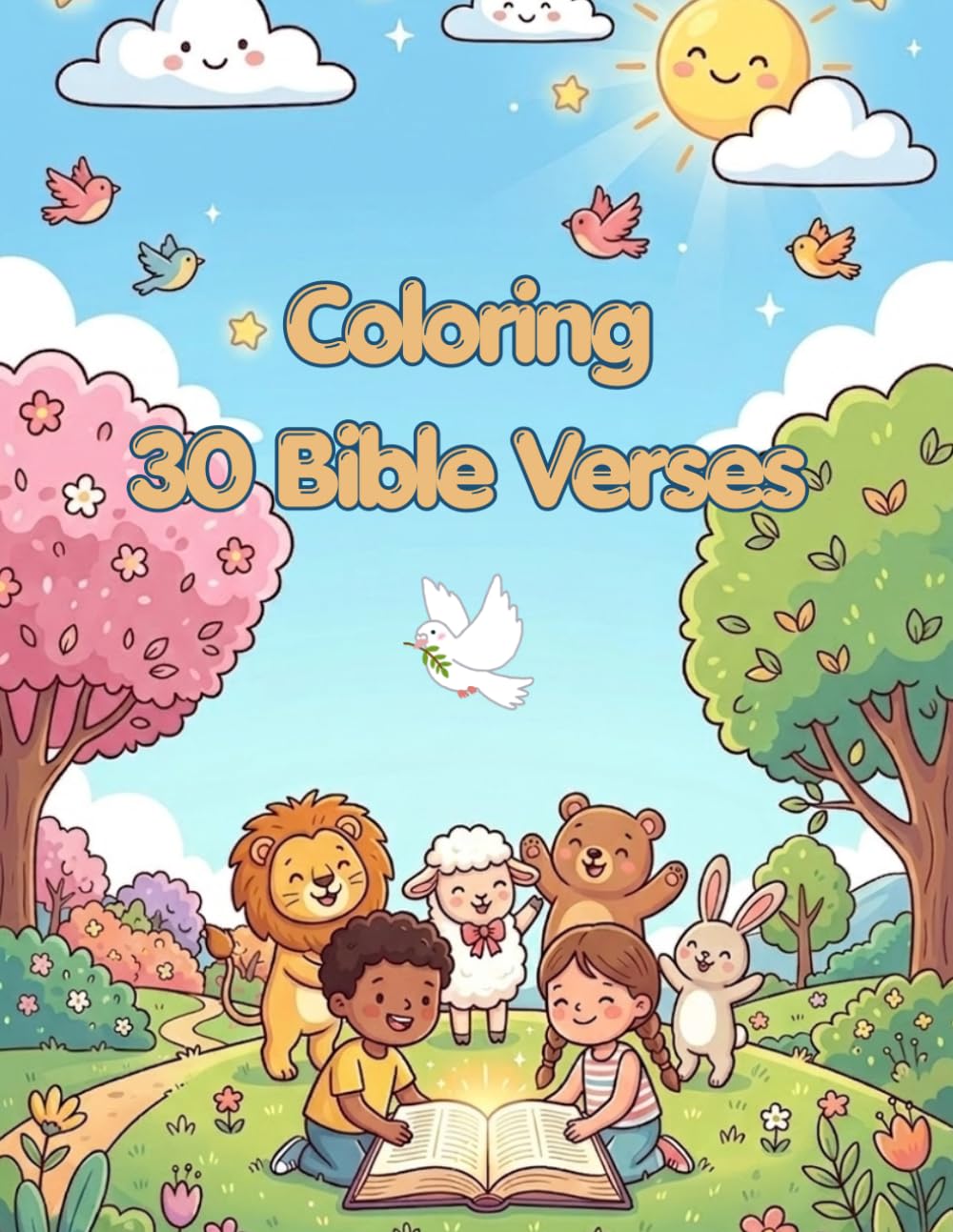 Bible Verses Coloring Book for Kids: 30 Beautiful Biblical Scenes to Color | Christian Activity Book for Children Ages 3-8 | Bible Coloring Verse: ... Bible Stories | King James Version Verse