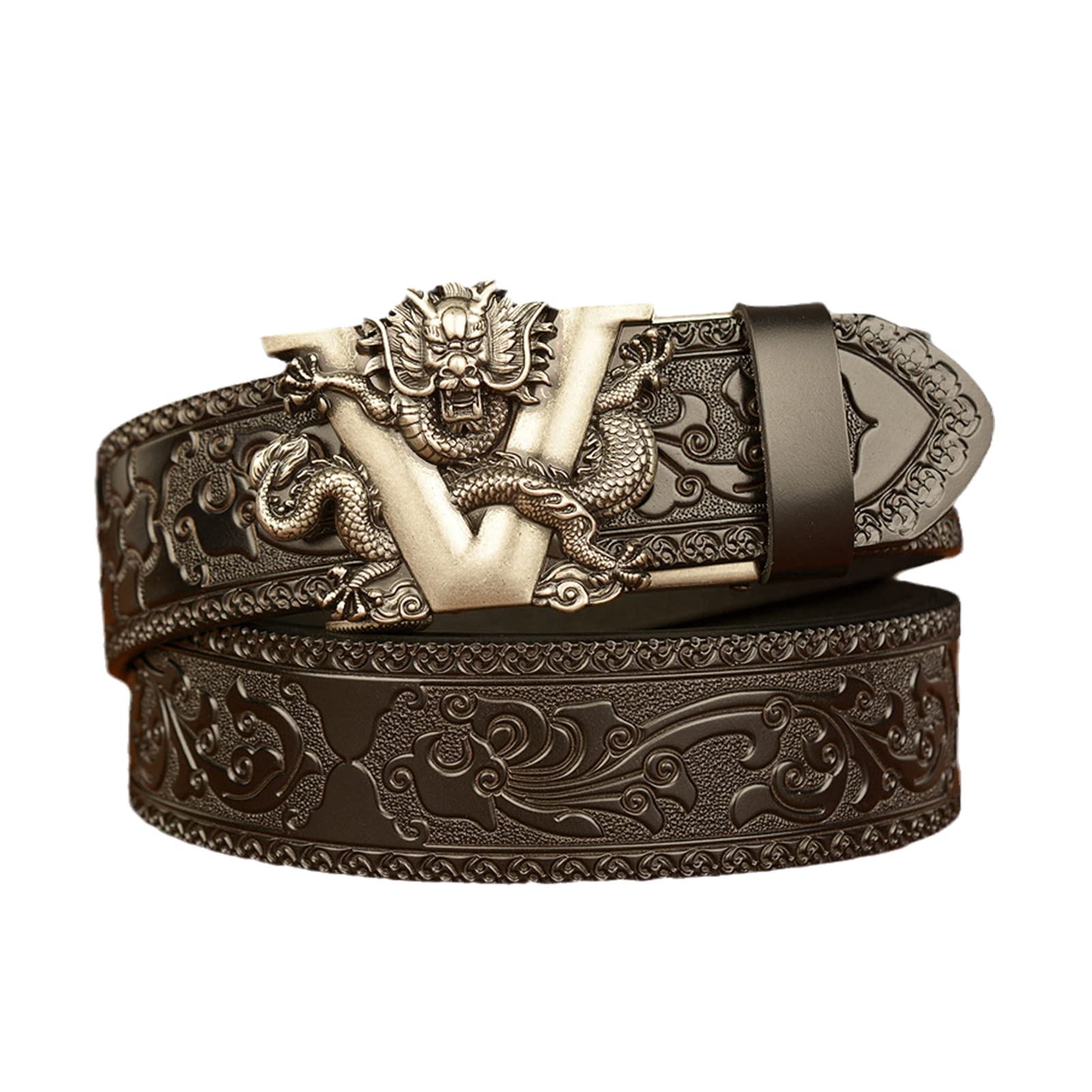 Ceinture à cliquet homme en cuir noir avec boucle automatique