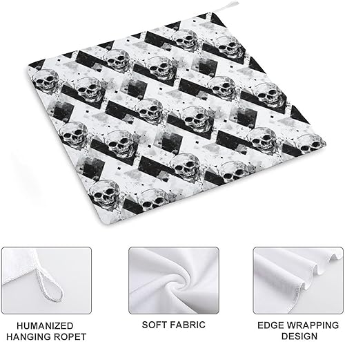 Miniatura 3 de Decorative Hand Towels for Bathroom - Retro White Black Skull Print Soft Absorbent Small Bath Hand Towels for Kitchen, Farmhouse, Spa, Hotel, Guest