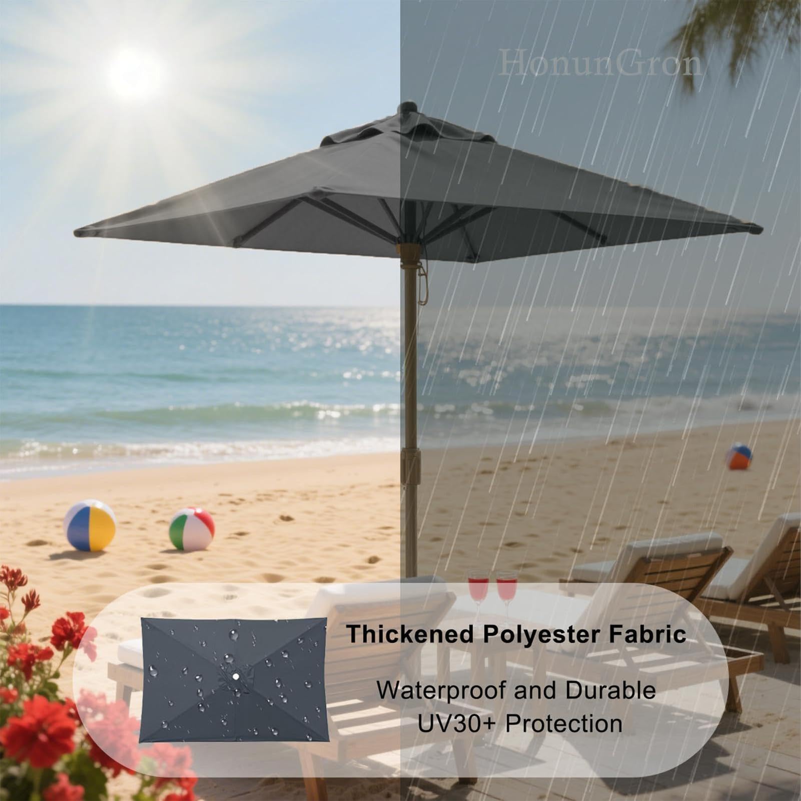 Ombrellone rettangolare per terrazza, 200 x 300 cm, copertura impermeabile | Tetto di ricambio per ombrellone esterno, per giardino, terrazza, mercato, baia, barbecue, parchi, campeggio, picnic, cortile