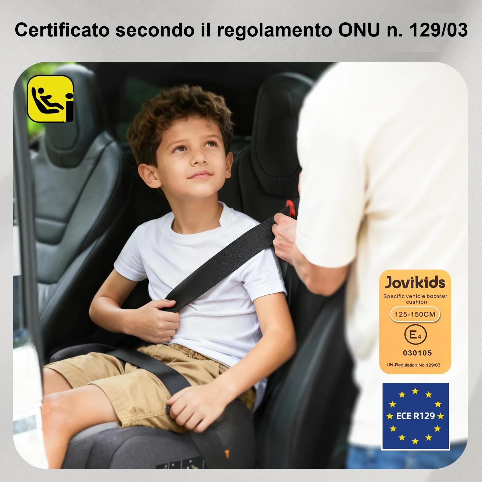 Jovikids Alzador Coche Niño ISOFIX, ECE R129, Silla Coche Grupo 2 3, Asiento Elevador coche para Bebé de 125-150cm (de 6 a 12 años), Espuma Adicional (Negro)