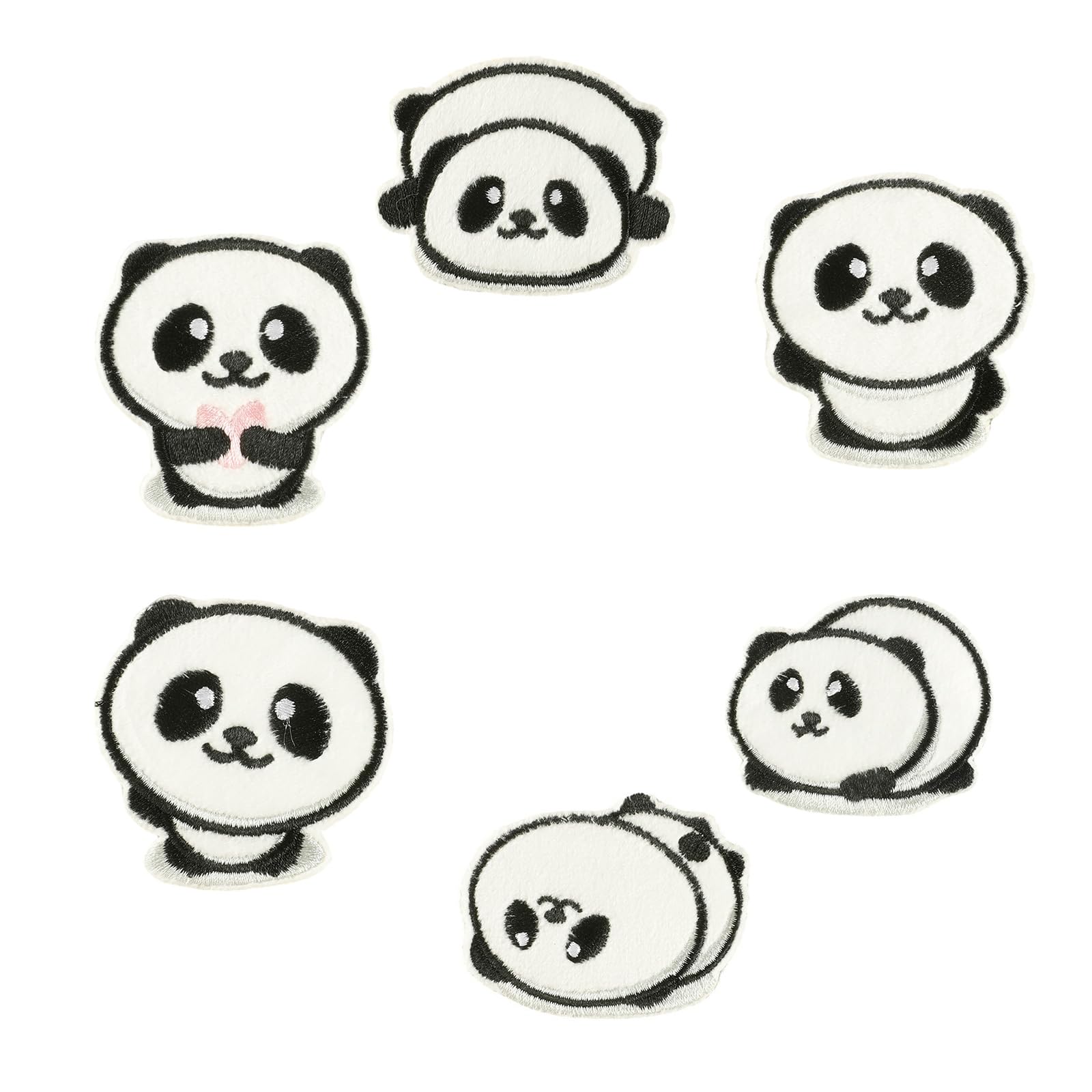 Jazuaiao 6 Pcs Embroidered Patches Cartoon Panda Iron on Applique Animal Sewing on Sewing for Hat
