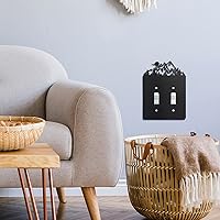 Vista 4 de Lothee 6 piezas de placas metálicas para interruptor de luz con diseño de oso, alce, árbol, montaña, alce, bosque, placa de tomacorriente