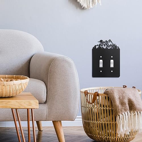 Miniatura 4 de Lothee 6 piezas de placa de metal para interruptor de luz de oso, alce, árbol, montaña, alce, bosque, placa de salida de palanca para pared para el