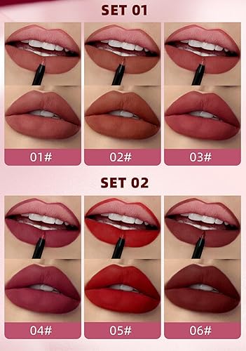 Miniatura 4 de Kit de 3 lápices labiales líquidos mate y delineador de labios 2 en 1, juego de brillo labial pigmentado y delineador de labios de larga duración e