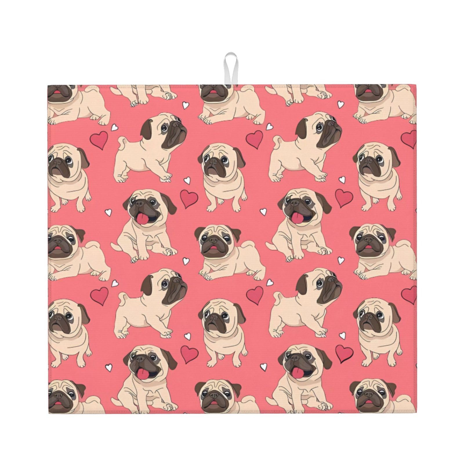 WHJSSF dog Prints Kitchen Drying Mat – Absorbent Dish Throw for Countertops, Quick-Dry Non-Slip Layer with Stylish Prints, Ideal Housewarming Gift