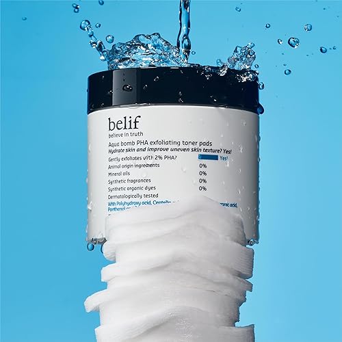 Miniatura 7 de belif PHA - Almohadillas de tóner 2% – Esmalte facial exfoliante suave para el cuidado de los poros, hidratante y calmante con pantenol y cica,
