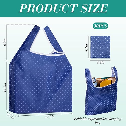 Miniatura 2 de Paterr Paquete de 30 bolsas de comestibles reutilizables de colores mixtos, bolsas de comestibles plegables con asa, lavables a máquina,