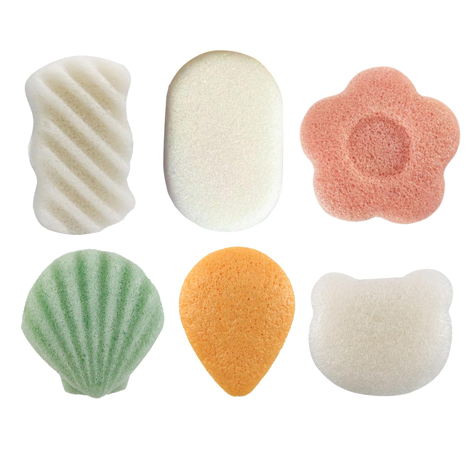 Set de 6 Esponjas de Baño Para Bebé de Konjac, Esponja de Baño de Konjac, Esponja de Limpieza de Konjac, Esponja de Belleza de Konjac, Esponja Natural de Baño Para Bebé