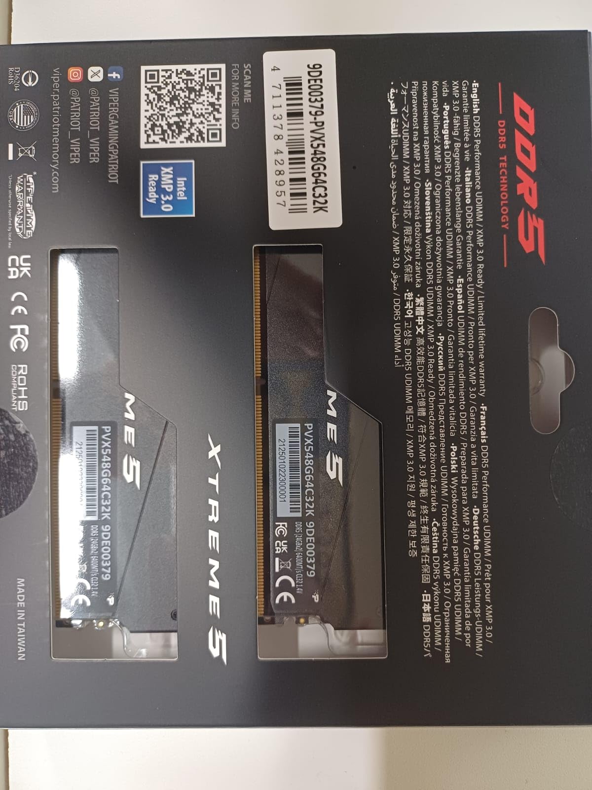【新品未使用】Patriot Viper DDR5 64GB 6400MHz Patriot Memory Viper Venom DDR5 RAM 64GB (2X32GB) 6400MT/s