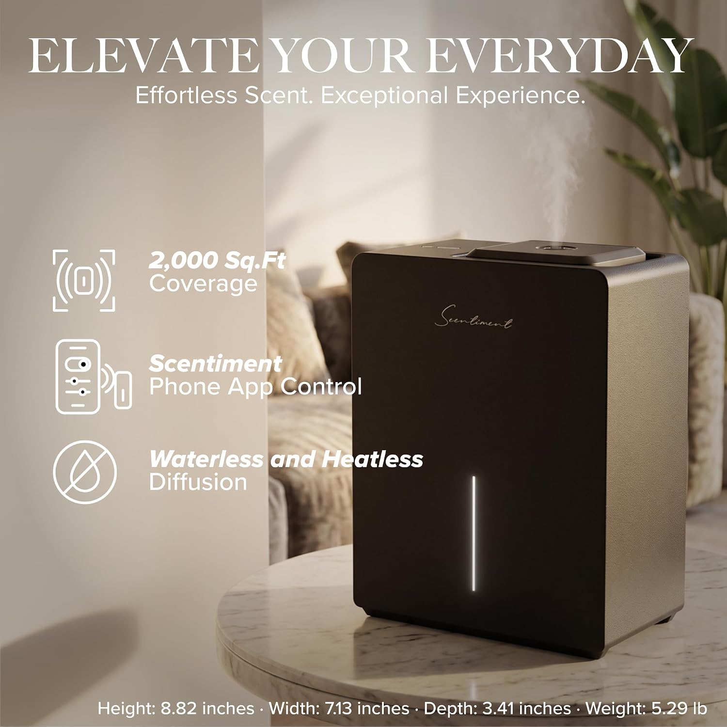 Scentiment Diffuser Pro 3 | 2,000 Sq Ft Cold-Air Scent Machine | 500 mL, App + Plug-in, Black